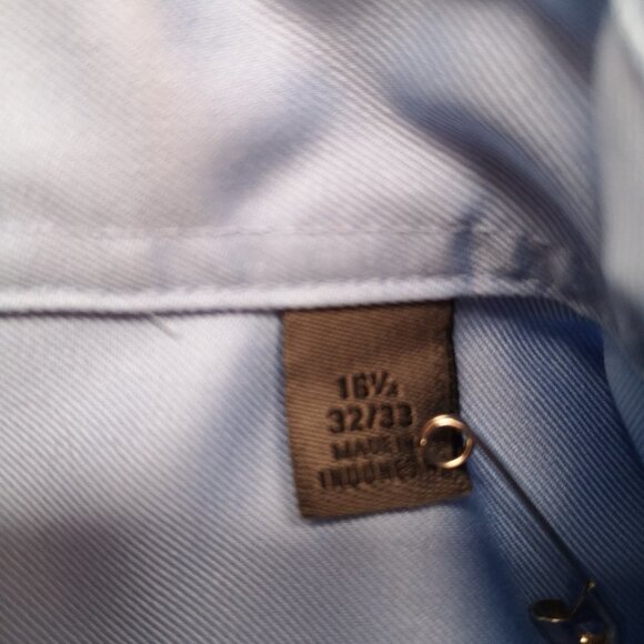 Calvin Klein Men's Size 16.5 Blue Slim Fit Non Iron Button Front Dress Shirt - Picture 4 of 7
